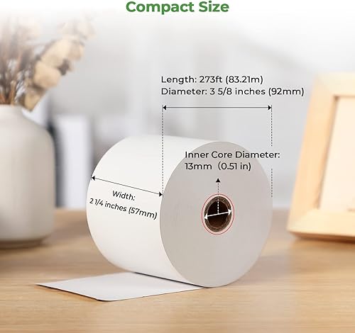 Miniatura 2 de MUNBYN Papel térmico de recibo de 3 18 pulgadas x 273 pies (10 rolloscaja) se adapta a Clover Station POS System TM-T88III, TM-T88IV, TM-T88V,