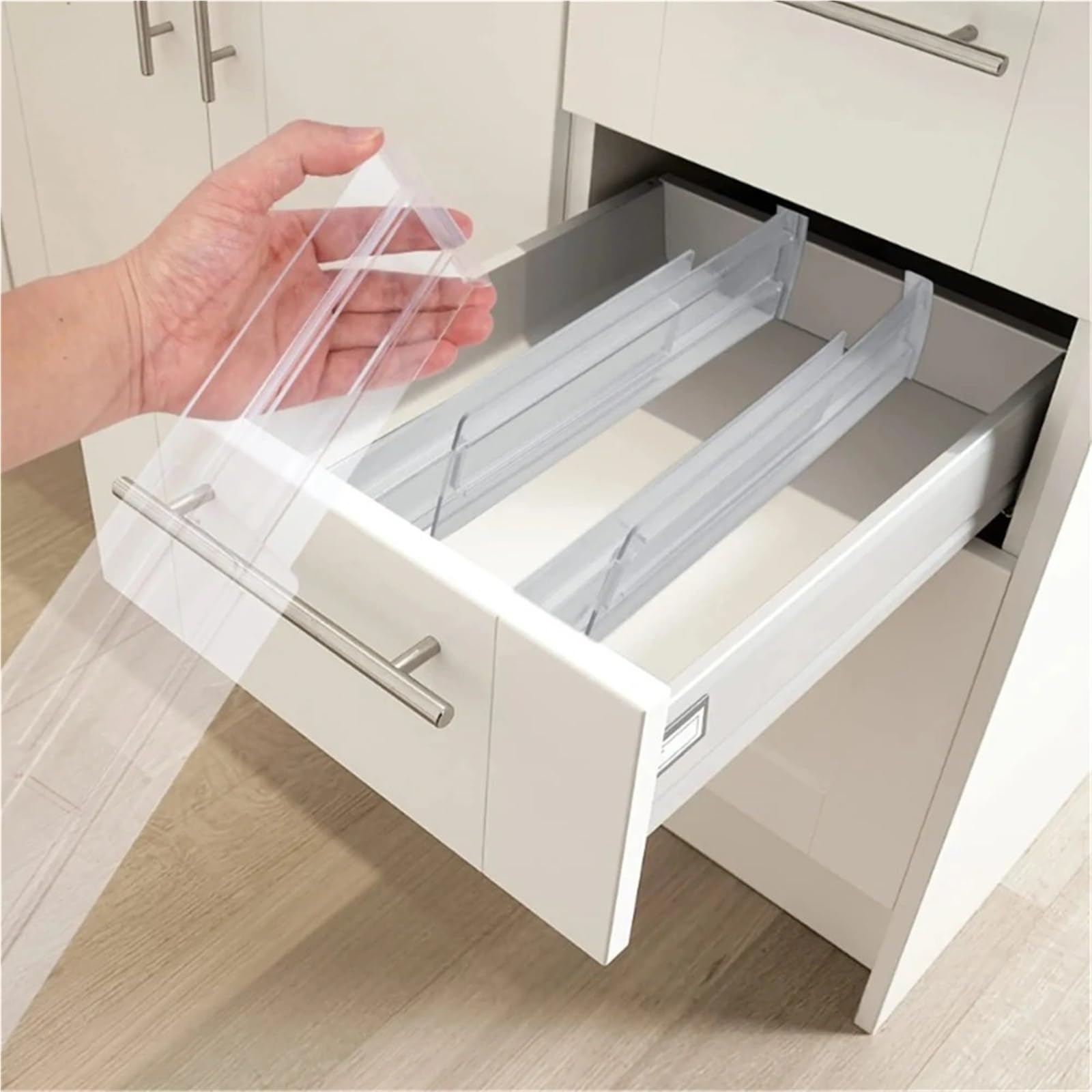 Separadores De Cajones Separadores de cajones transparentes ajustables for ropa, utensilios cocina, 1/4/6 Uds