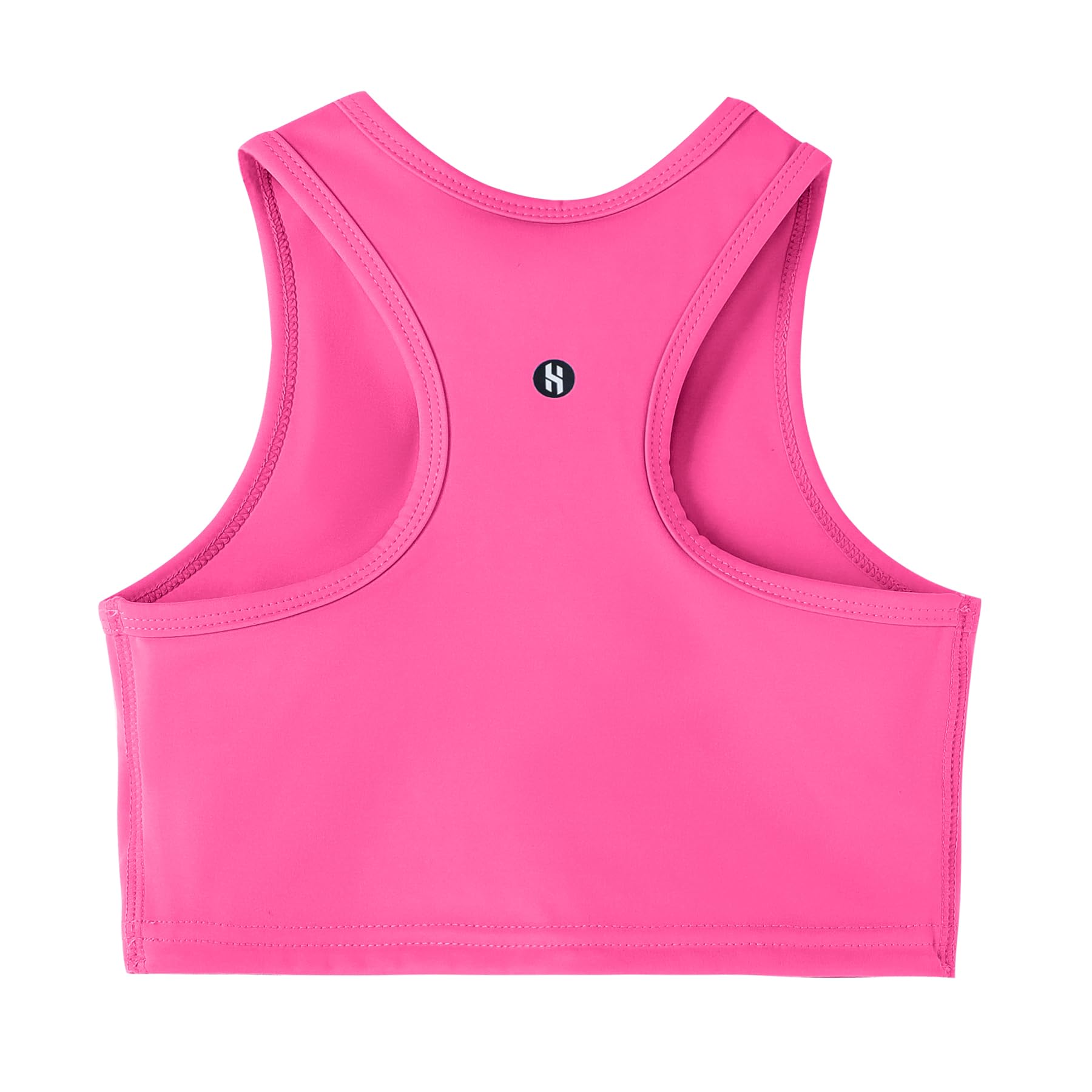 Girls Sports Bra Racerback Crop Tank Top for Kids High Neck Sleeveless Athletic Dance Top Teen 3-12Y