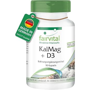 fairvital Calcium Magnesium Citrate Plus Vitamin D3-90 Capsules High Dose Cal-Mag + Vitamin D3 Cholecalciferol