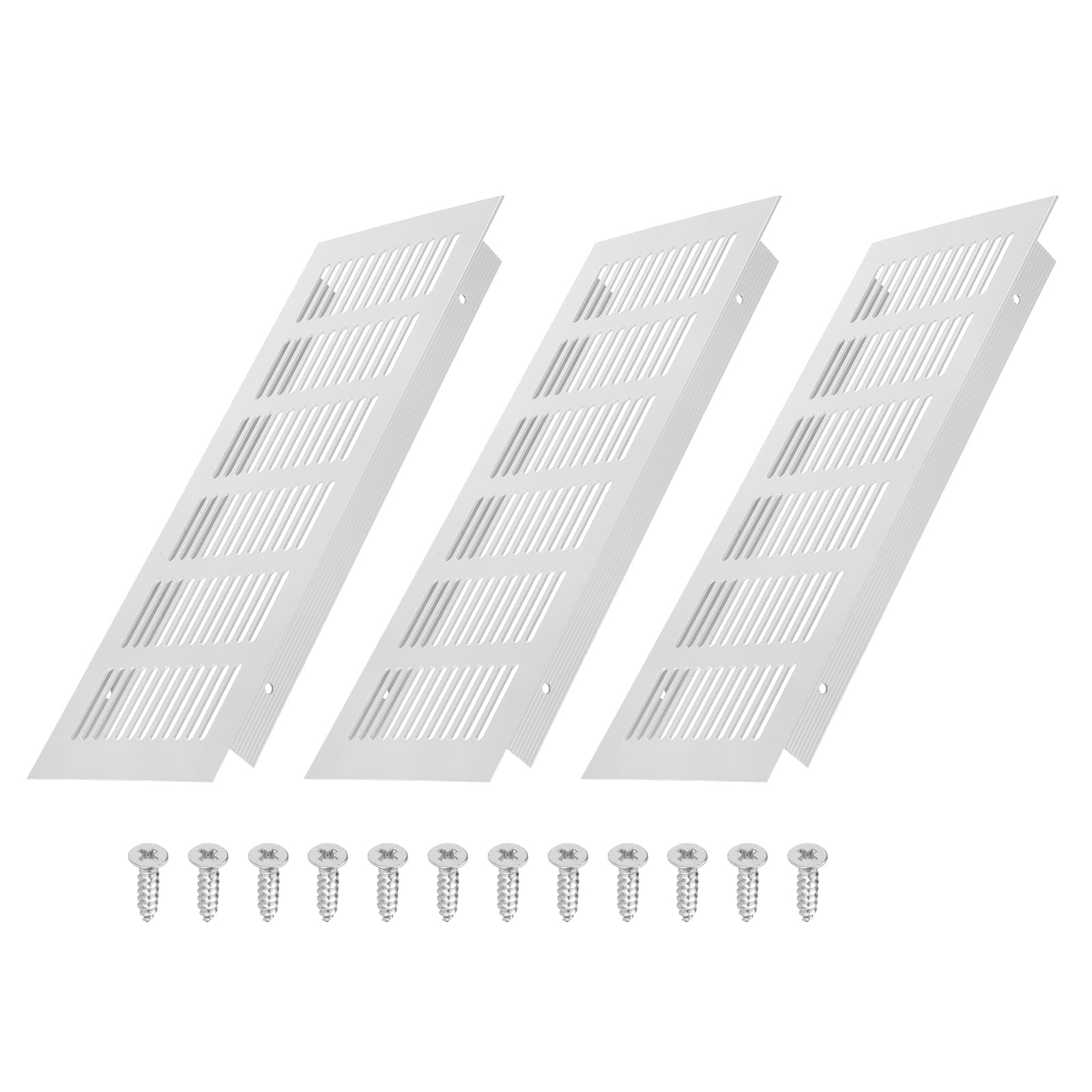 Grille d'aeration de porte 25,4x10,2 cm en aluminium gris avec vis de montage lot de 3