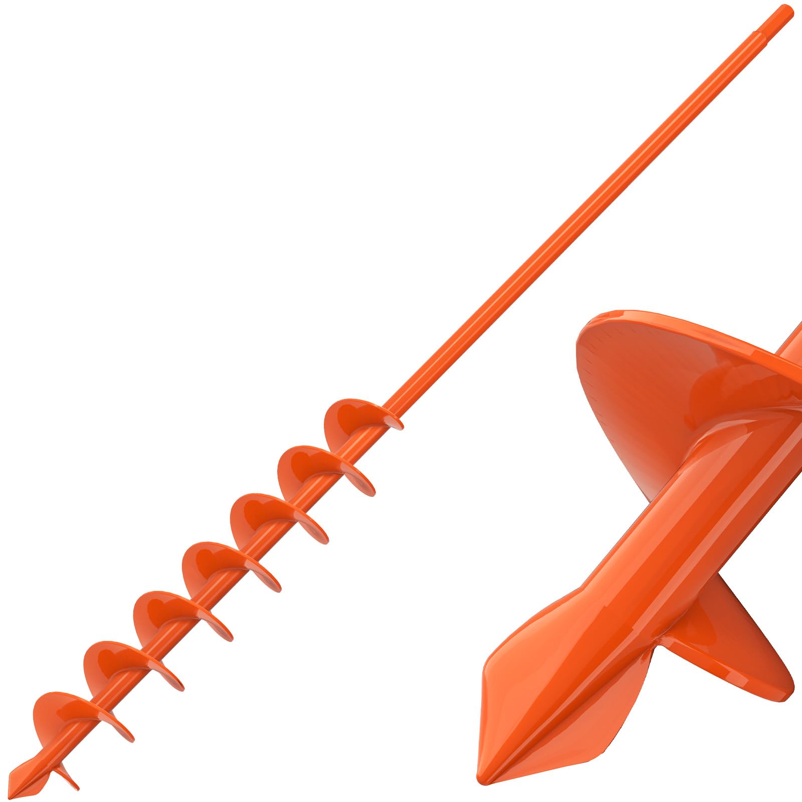 Insaga Taladro de jardín para plantar, 5,1 x 81,3 cm, taladro de jardín robusto con cantos de seguridad y revestimiento antióxido naranja, compatible con taladros de batería para suelo arcilloso