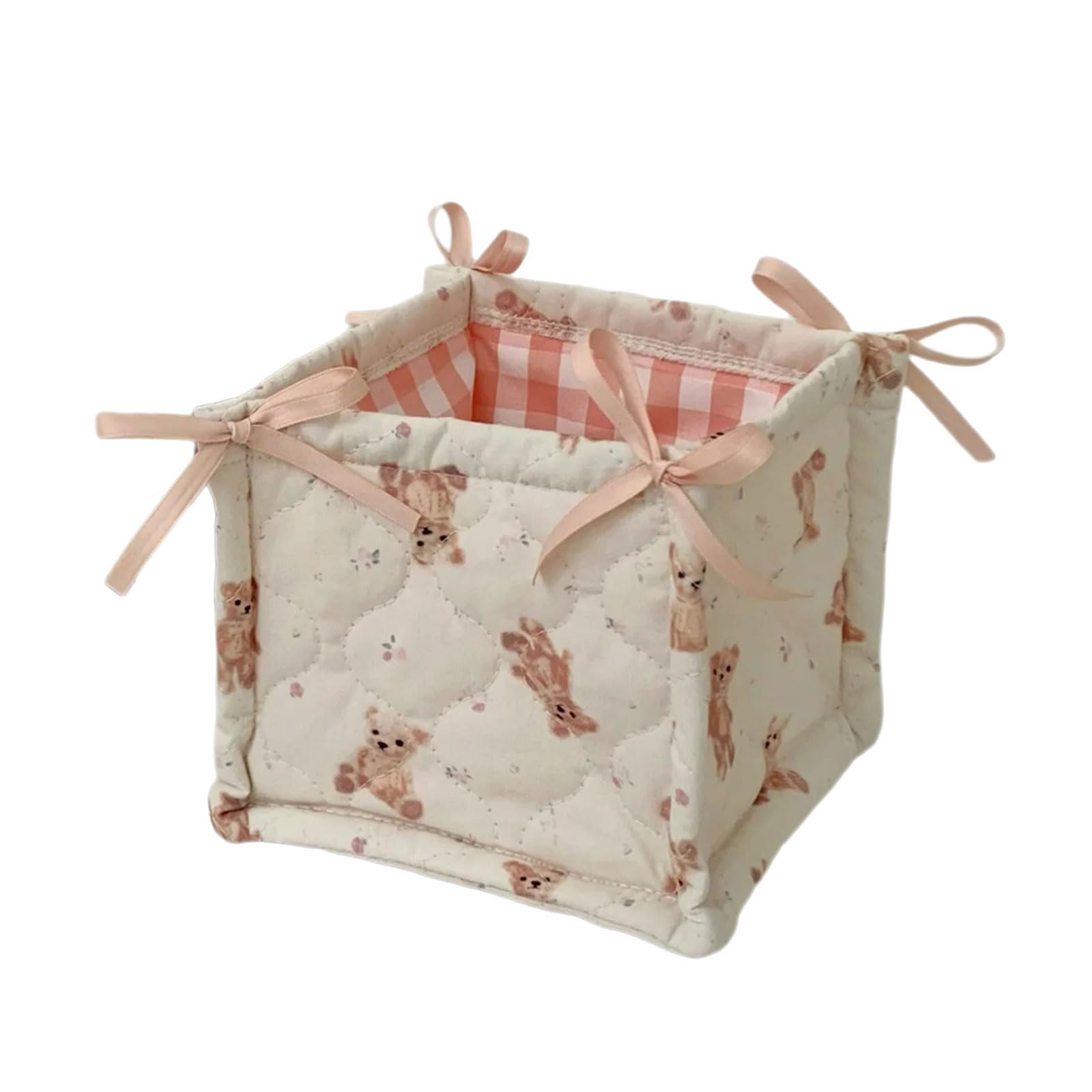 Tsophreniq Multipurpose Quilted Fabric Storage Basket Home Organization for Keep Desktops Neat and Tidying in Various Setting Multipurpose Storage Bin