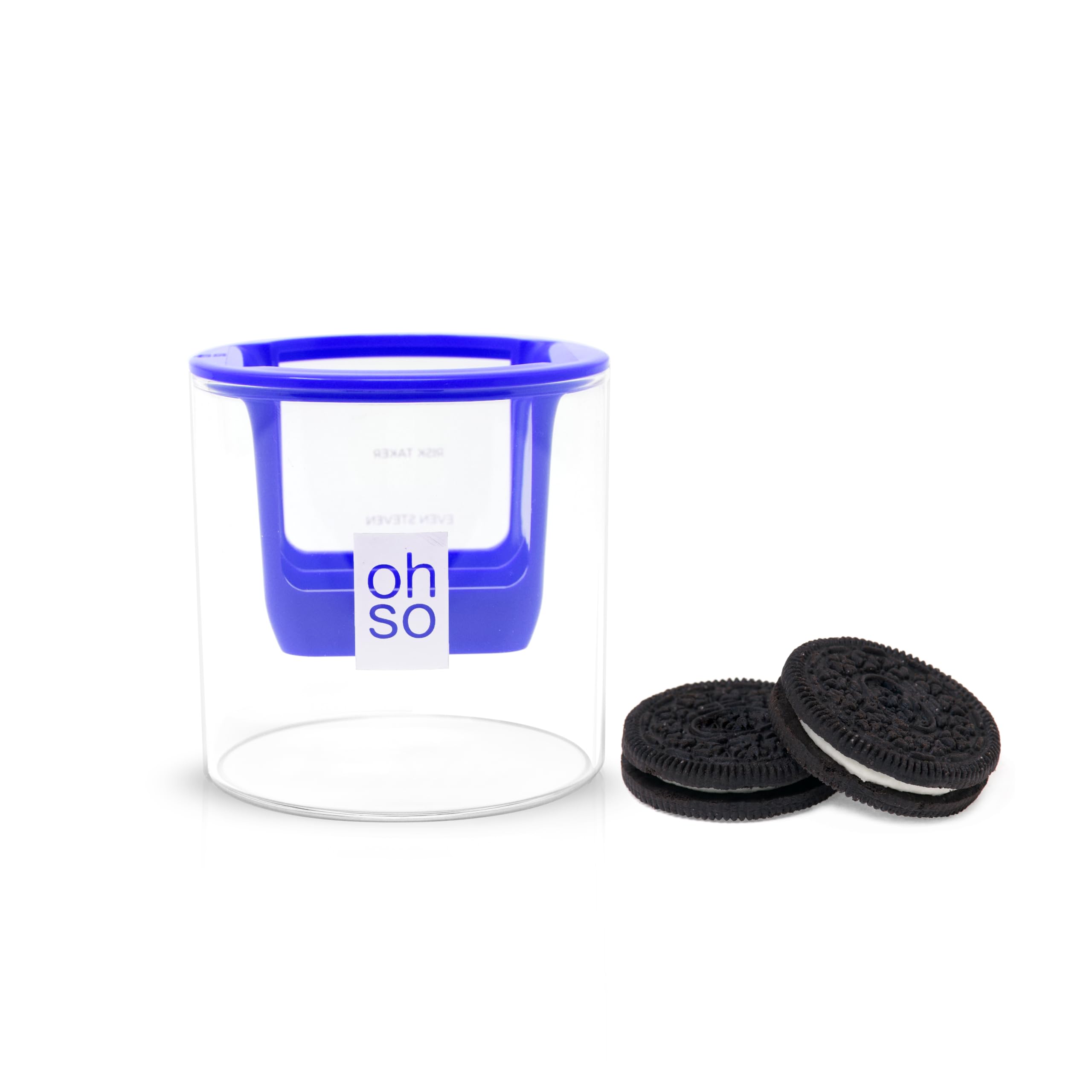 OHSO Little Cookie Dipper - 8 Oz Glass Dunker, 4 Milk Levels, Dunk 2 Cookies, Hands Free Dip