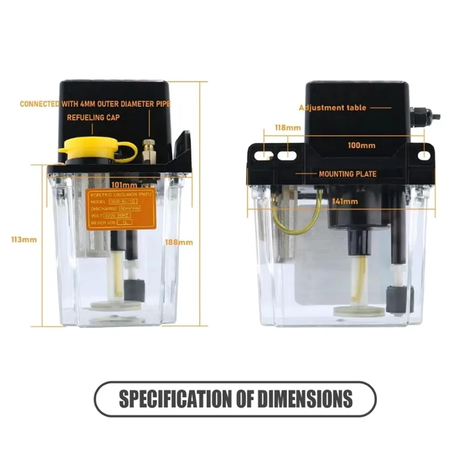 1pcs 50ml/min DCR-50 1L 110V Oil Pump 220V CNC Lubrication Electromagnetic Oil Pump for CNC