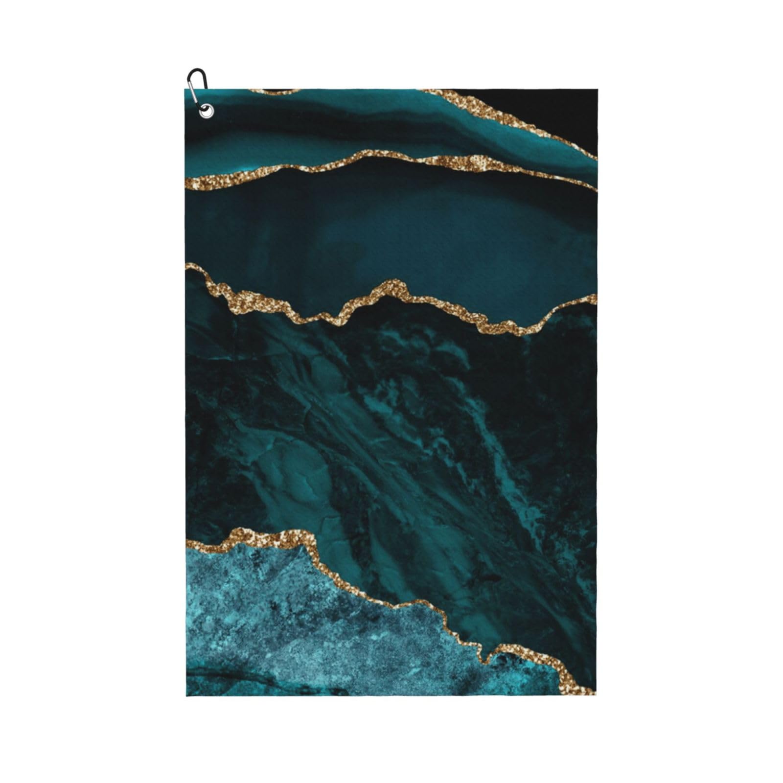 Hnnkloy Teal Emerald Marble L And Scapes, 16x24 in Portable Waffle Golf Towels with Carabiner Clip for Golf Bag
