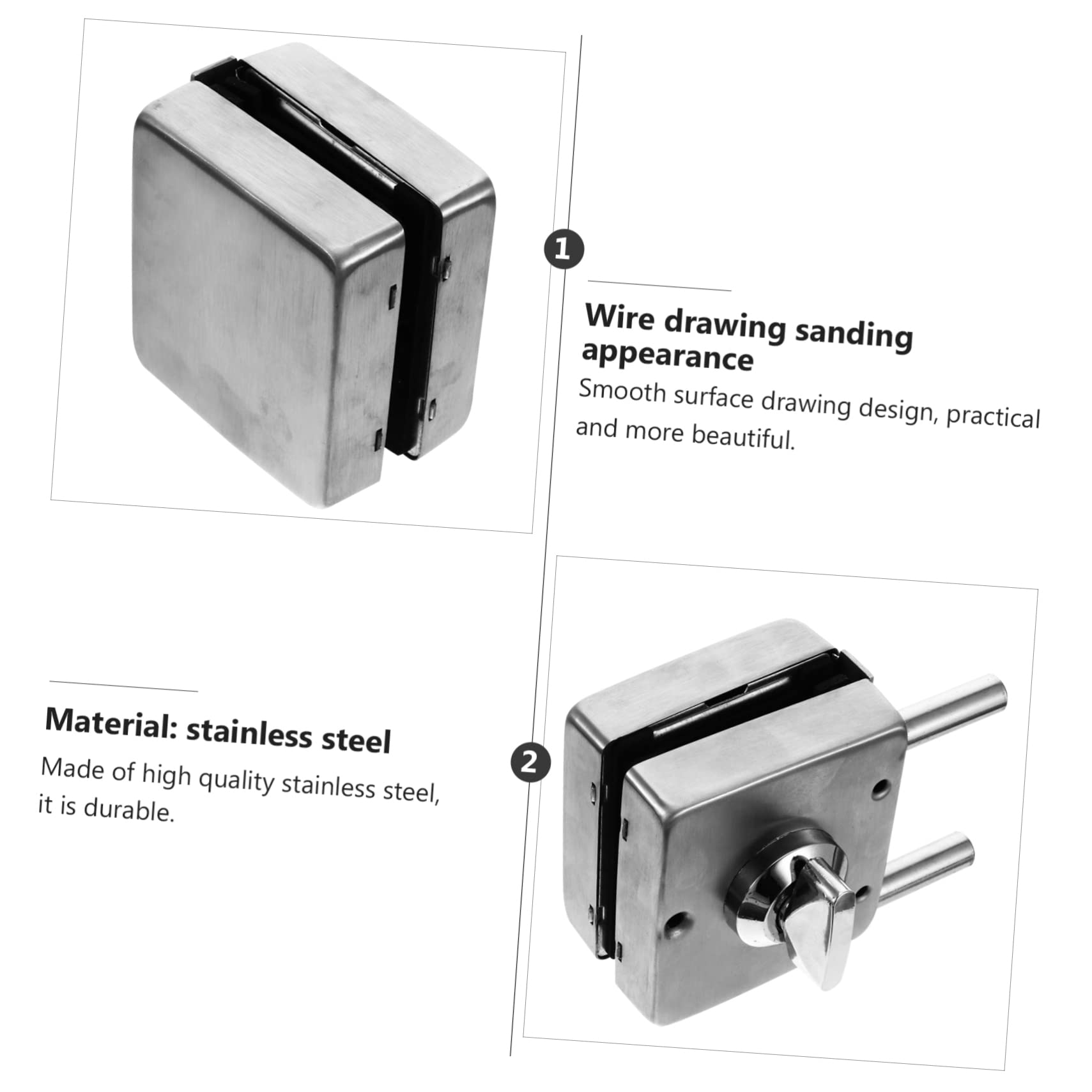 DOITOOL Verrouillage Porte Verre Sans Cadre Loquet Acier Inoxydable Avec Finition Brossée Serrure De Portail Facile à Installer