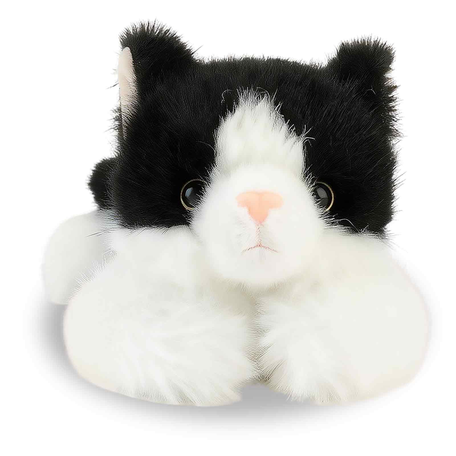 1 PCS 18cm Black and White Cat Plushies, Black Cat Plush Toys Cute Plushies, Realistic Cats Soft Toys for Woman, Cute Cats Cuddly Toy for Office Decompression Used by Individuals Aged 15 and Above
