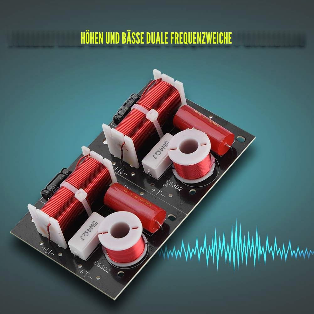 Fdit 2 x Frequenzsplitter für Lautsprecher, 400 W, Hoch/Bass, 2 Wege, 2 HiFi-Lautsprechereinheiten, 4 – 16 Ohm, Hochleistungs-Impedanz, Hi-Fi-Filter, Crossover-Audio, Woofer und DIY-Modul