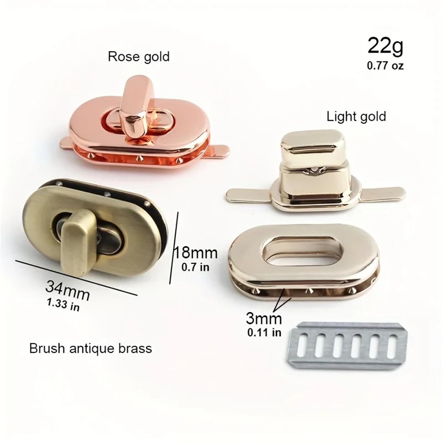 Twist Locks 12PC Wallet Twist Lock Turn Hardware Accessories Danish Leather Bag Switch Metal Luggage Buckle(Black)