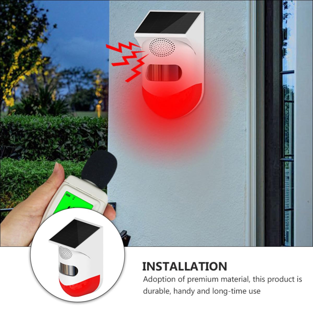 Rilevatore Infrarossi Esterno Solare Ip67 in Abs Rosso | Allarme Sonoro e Luminoso, Struttura in Silicio, per Sicurezza Domestica e Vialetto