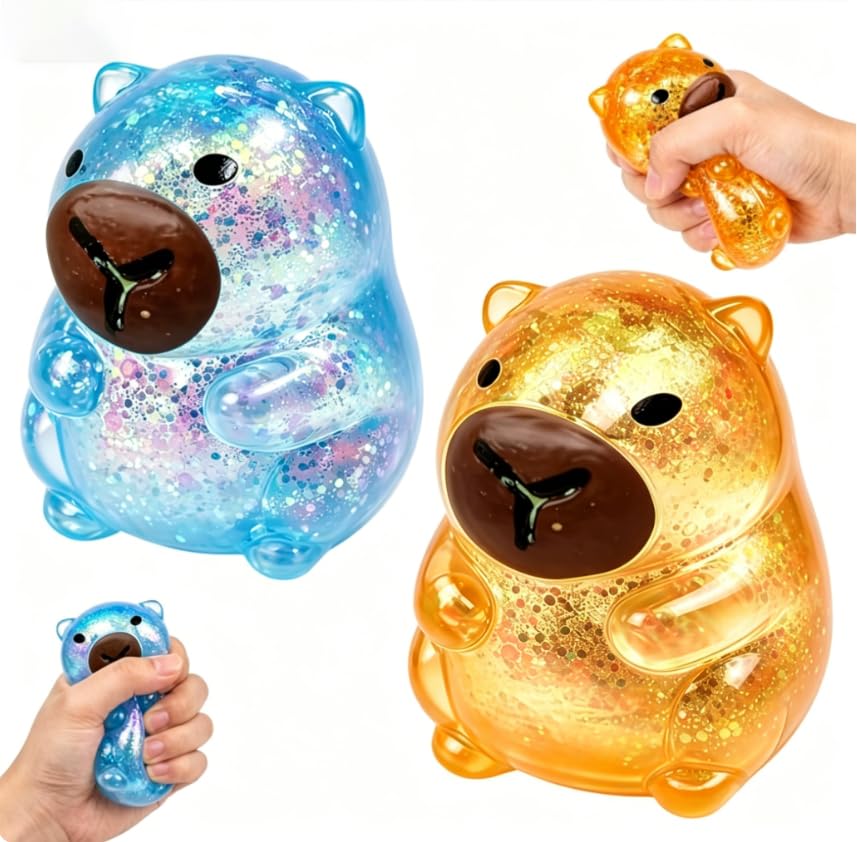 2 PCS Capybara Squishy Squishys Capybara Fidget Tool Stress Relief Sensory Tools for Focus and Relaxation Blue and Orange Capybaras Tools 7 cm Squishy Capybara Set of 2