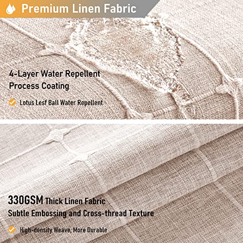 BTTN 96 Inch Extra Long Shower Curtain, Boho Chic Linen Water-Repellent Fabric Shower Curtain Set with Plastic Hooks, Tall Vintage Farmhouse Tassel Cloth Shower Curtains for Bathroom, Tan/Taupe, 72x96 by BTTN - Used condition - Image 4