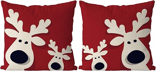 GAGEC Fundas de almohada navideñas de 18 x 18 pulgadas, diseño de ciervos de alce, para invierno, para sala de estar, sofá, decoración del hogar con