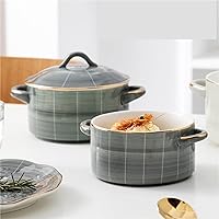 Vista 2 de ITAOCA Soup Pot Phnom Penh Ceramic Double Ear Soup Bowl Instant Noodles with Cover Salad Bowl Noodle Bowl Soup Pot Large Instant Noodle Pot