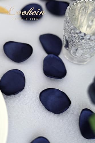 Miniatura 4 de Lookein 300 piezas de pétalos de rosa de satén pétalos de flores para cesta de niña de las flores de boda, centros de mesa, corredor del pasillo,