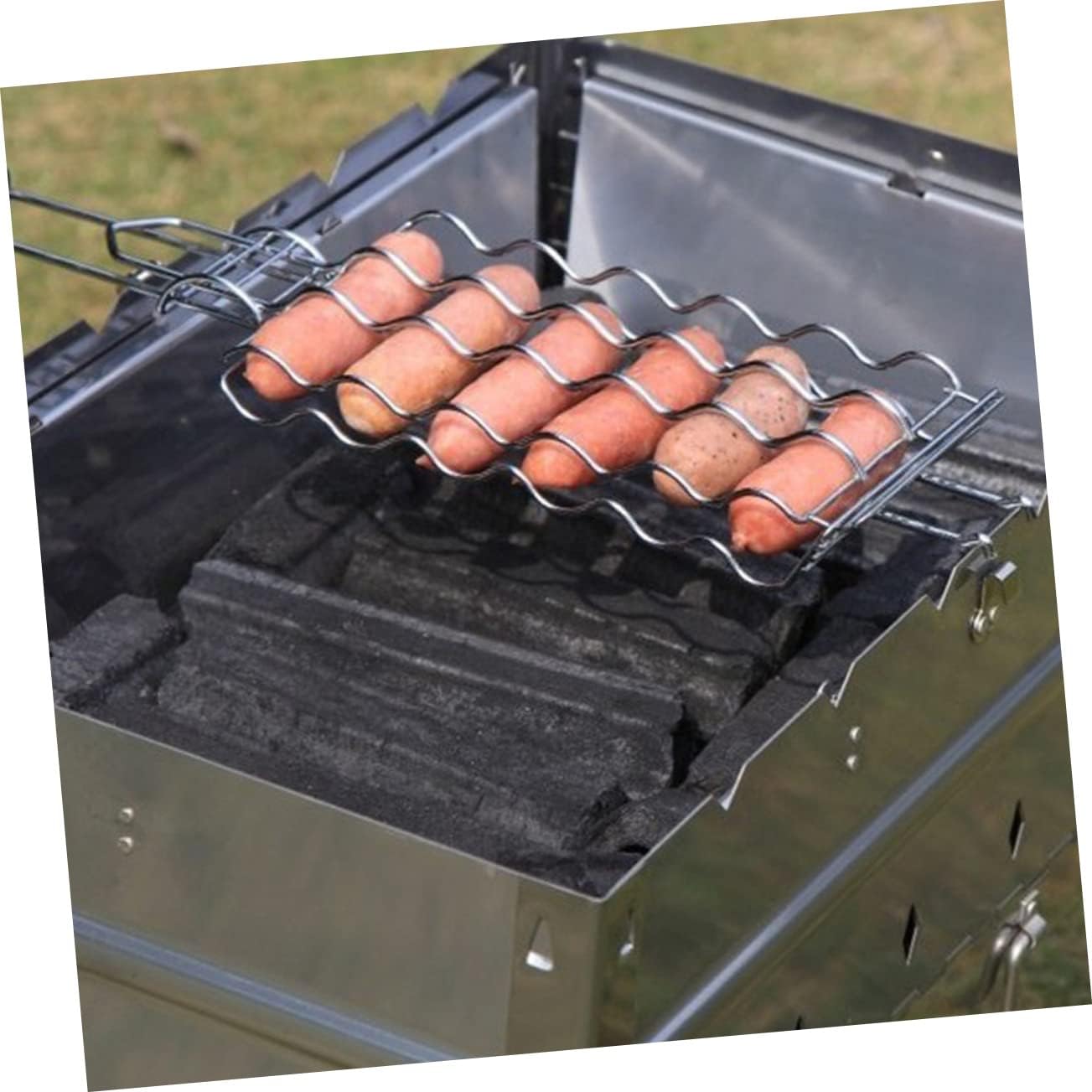 BBQ Grill Rack with Handle Sausage Vegetables and Meats Easy to Clean Grilling Accessory for Outdoor Barbecue