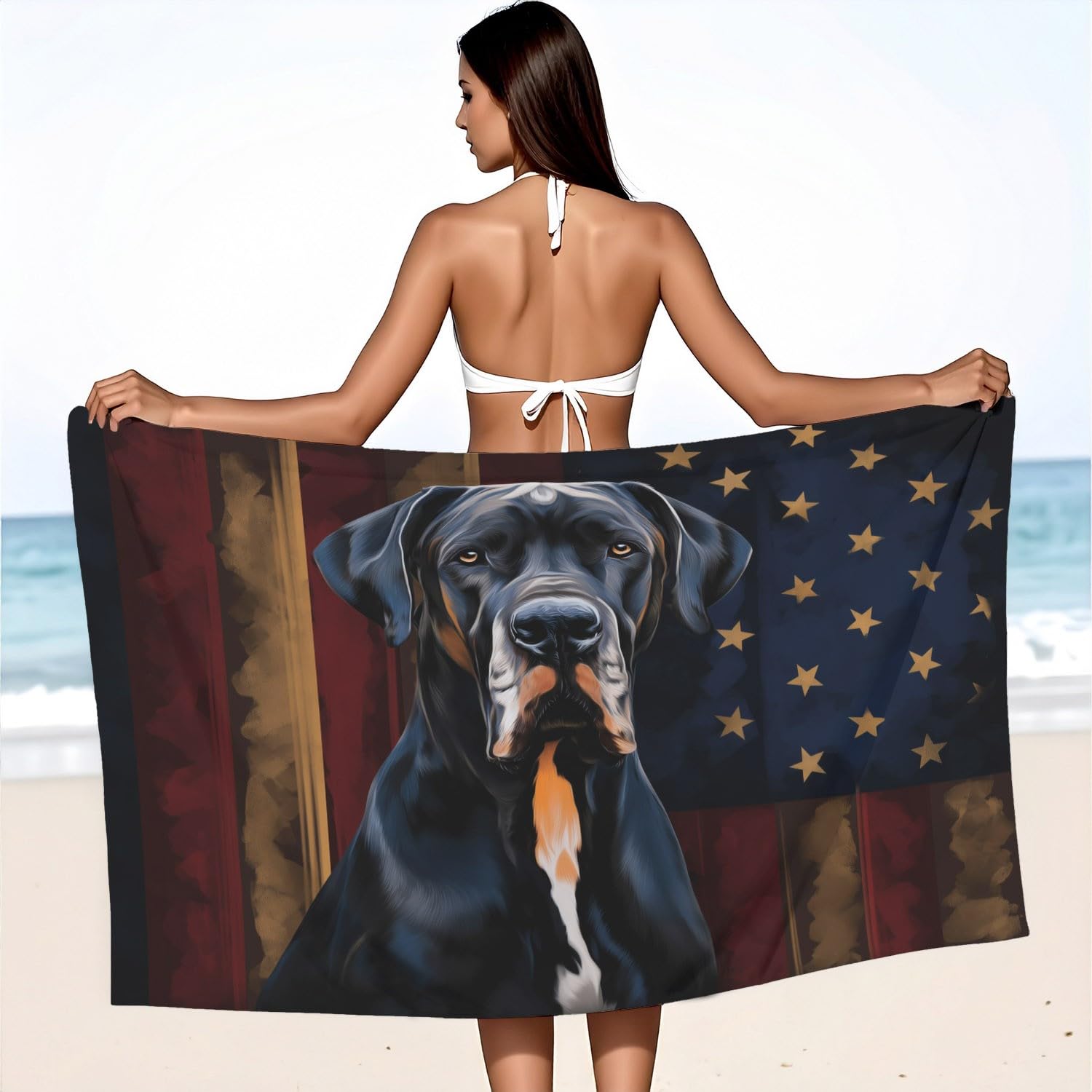 Générique Serviette de Plage Microfibre 200 x 100 CM,Drap de Plage Épuré, Dessin Animé, Mignon, Couverture de Plage Absorbante,Couverture de Bain Alpaga, Guirlande Lumineuse, Animaux