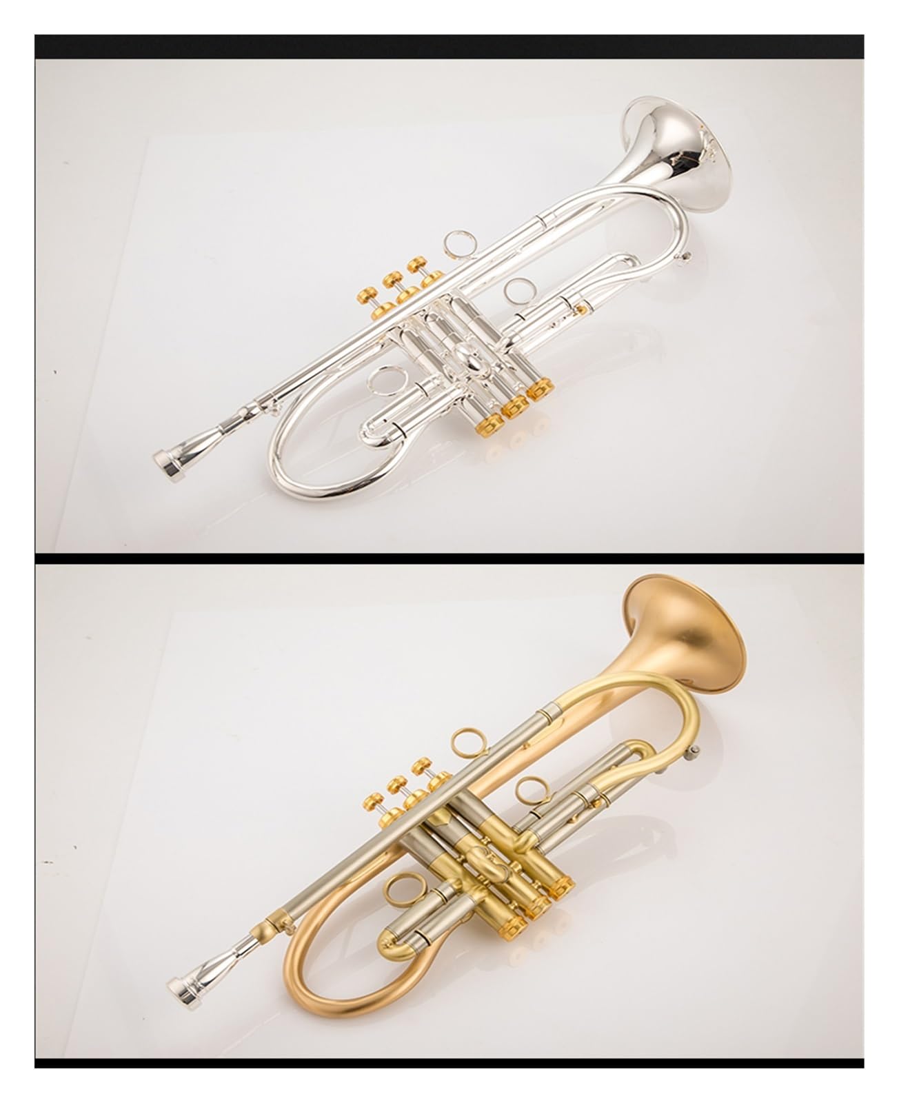 trąbka instrument Profesjonalna trąbka TR800 ze szczotkowanej złotej miedzi posrebrzana o wysokiej jakości wykonania w instrumencie trąbkowym B(Color:Gold)
