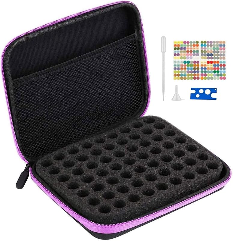 Estojo de viagem Rigute para 63 frascos de 1 a 3 mL, EVA, roxo