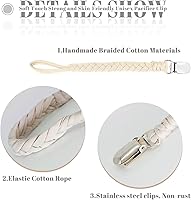 Vista 3 de Braided Pacifier Clip for Boys & Baby Girl, Binky Clips Pacifier Holder 100% Handmade Teething Straps Unisex Design