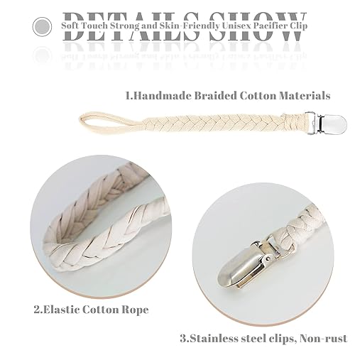 Miniatura 3 de Clips trenzados para chupete para bebé, diseño unisex, con correas de dentición para ducha y regalos de cumpleaños