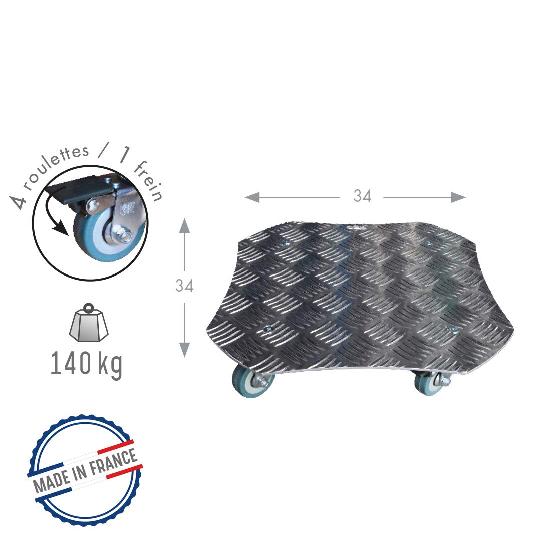 Louis Moulin Roule-Plante Aluminium - 34x34 cm - Made in France