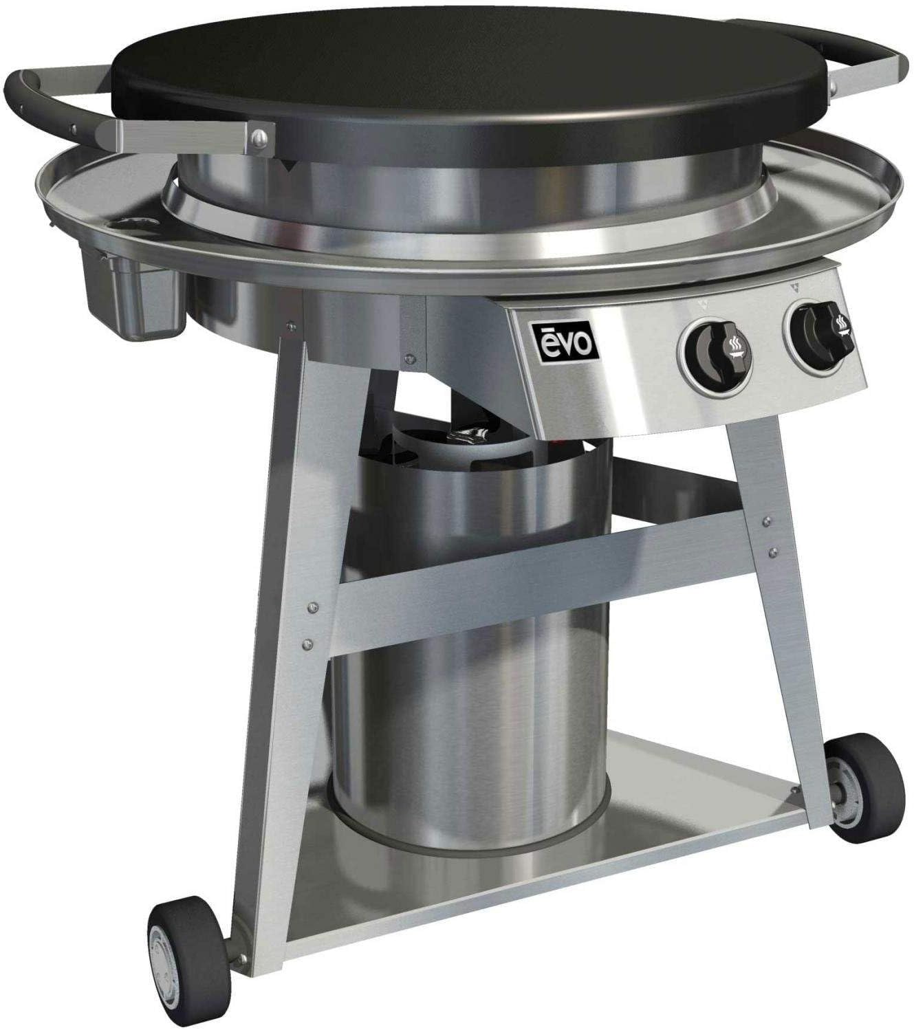 evo Professional Series Grill on Cart (10-0002-NG), Seasoned Steel Cooktop, Natural Gas