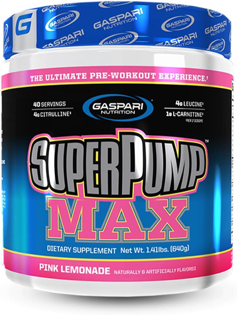 Gaspari Nutrition SuperPump MAX , The Ultimate Pre Workout Powder, Sustained Energy Preworkout, Nitric Oxide Booster, Muscle Growth, Recovery & Replenishes Electrolytes (40 Serving, Pink Lemonade)