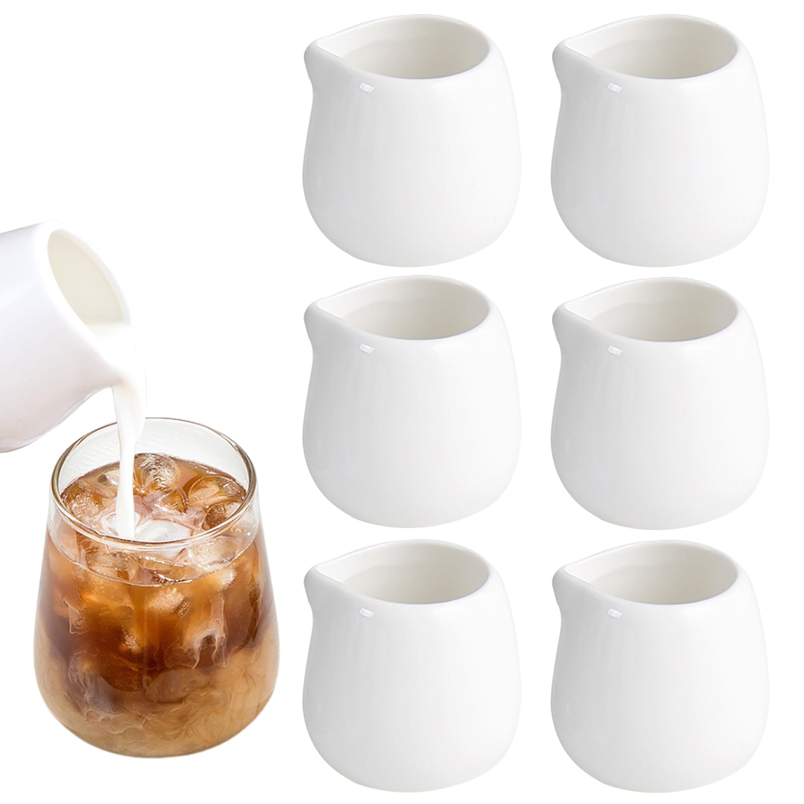 Buy Fahibin 6 pcs 50ml Mini Milk Pouring Jug, Mini Creamer Jug