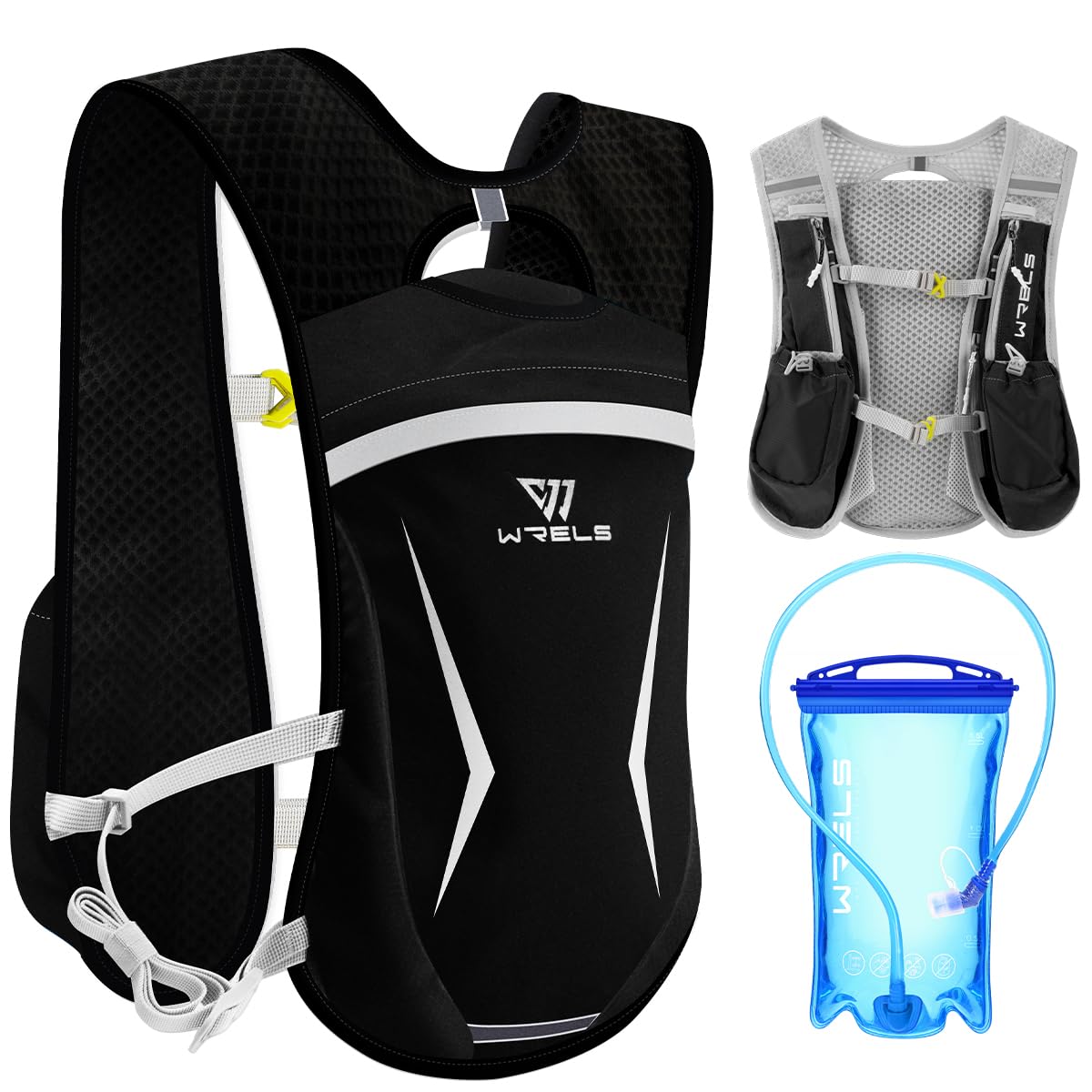 WRELS Hydration Running Vest for Men Women,5L Lightweight Water Backpack with 1.5L Leakproof Water Bladder,Hydration Vest for Marathon Cycling Jogging