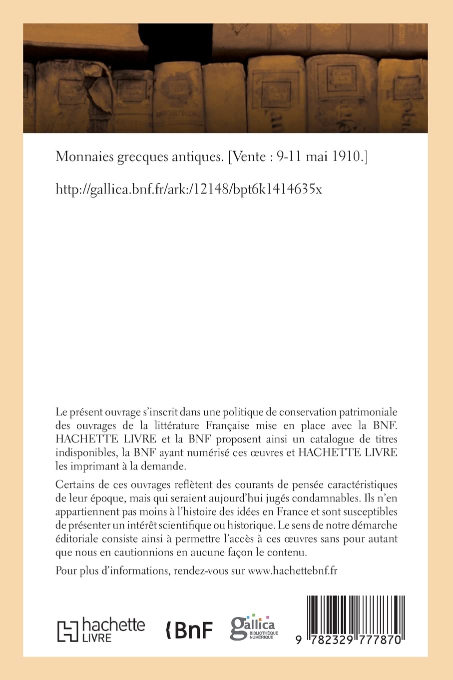 Catalogue de monnaies grecques antiques. Vente, 9-11 mai 1910