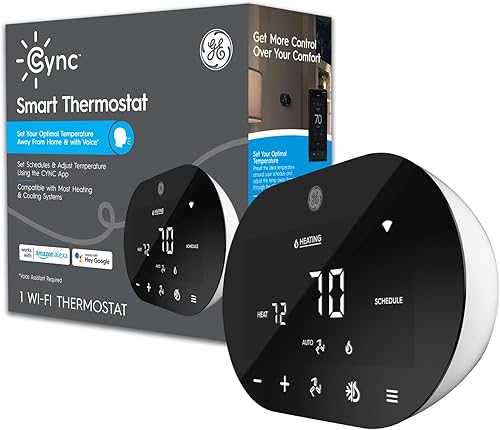GE CYNC - Termostato inteligente, certificado ENERGY STAR, termostato Wi-Fi programable, funciona con Alexa y Google Home