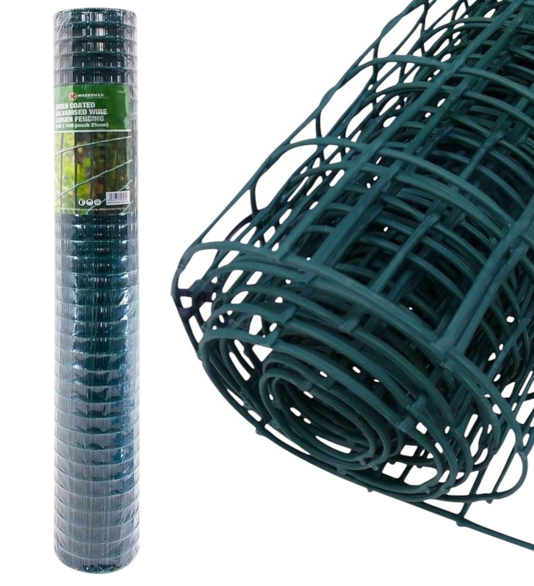 HomeVibe® Green Coated Galvanised Wire Mesh 0.9m x 10m – 25mm Garden Netting Roll, Anti-Rust Fence Wire for Outdoor Use, Animal Enclosure, DIY Projects, Garden Protection & Home Décor