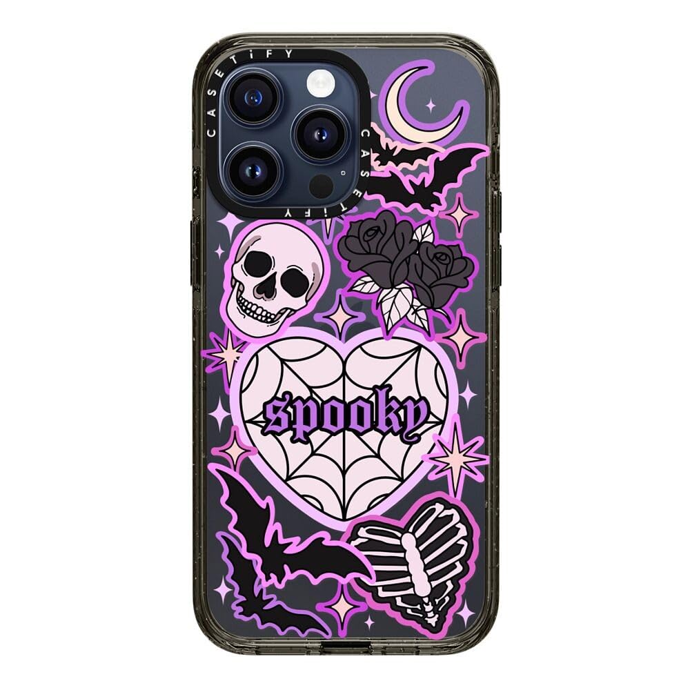 CASETiFY Impact iPhone 15 Pro Max Case [4X Military Grade Drop Tested / 8.2ft Drop Protection] - Spooky - Clear Black