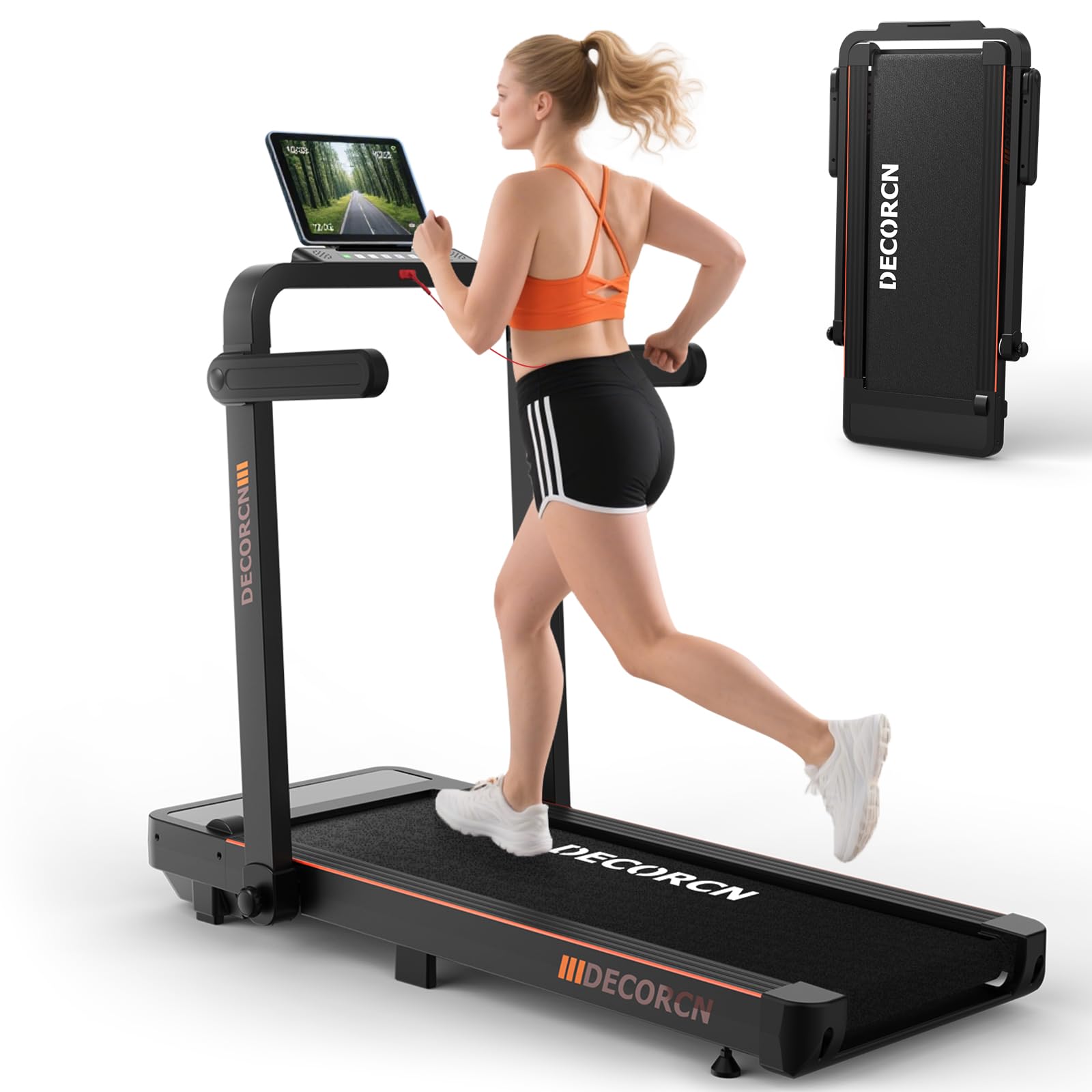 Treadmills for Home, 2.5HP Folding Treadmill with 14KM/H, 135KG Capacity, Under Desk Treadmill with Bluetooth Speakers, Remote Control, Walking Pad & Running Machines for Home Office Fitness