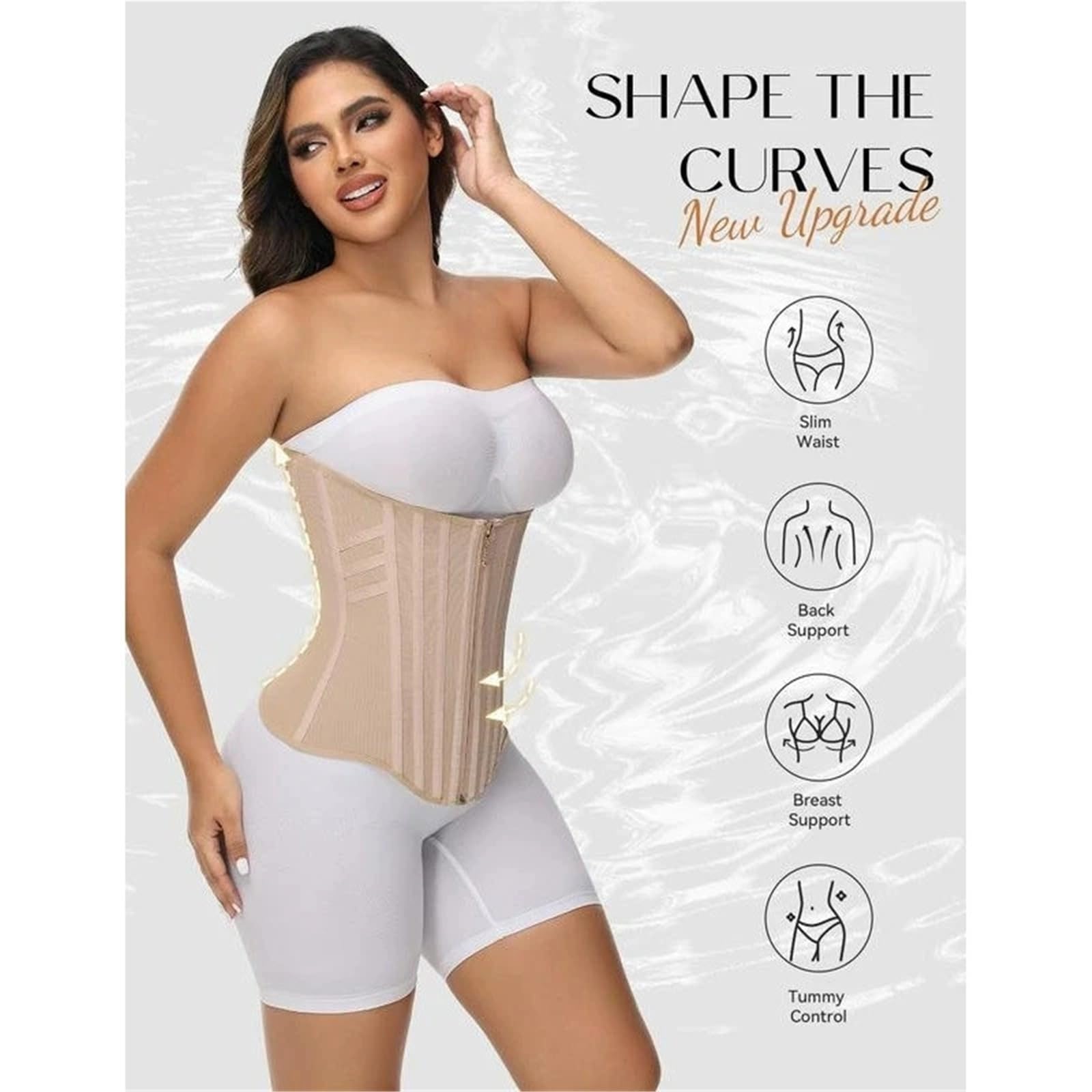 Entrenador de cintura adelgazamiento, ropa moldeadora alta compresión, cinturón for Abdomen, correa Control barriga, corsé faja Ceñidor(Beige 2,L)