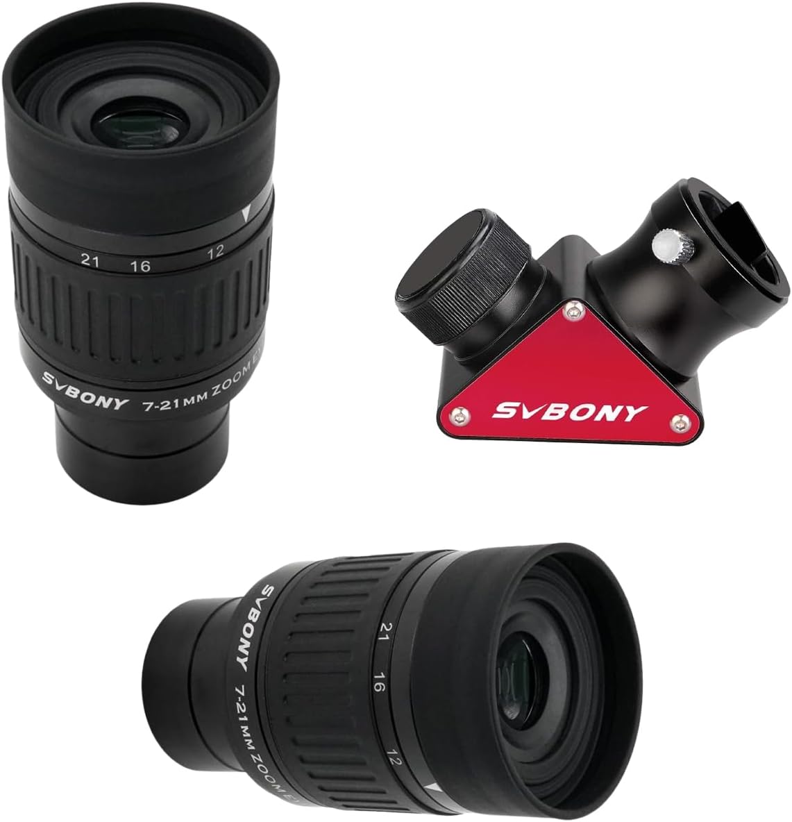 SVBONY SV135 Zoom Eyepiece 40-57 Degree FOV with SV188P Dielectric Mirror Star Diagonal Bundle with SV135 36°-52° FOV Zoom Eyepiece Telescope Accessories for Astronomic Telescopes Visual