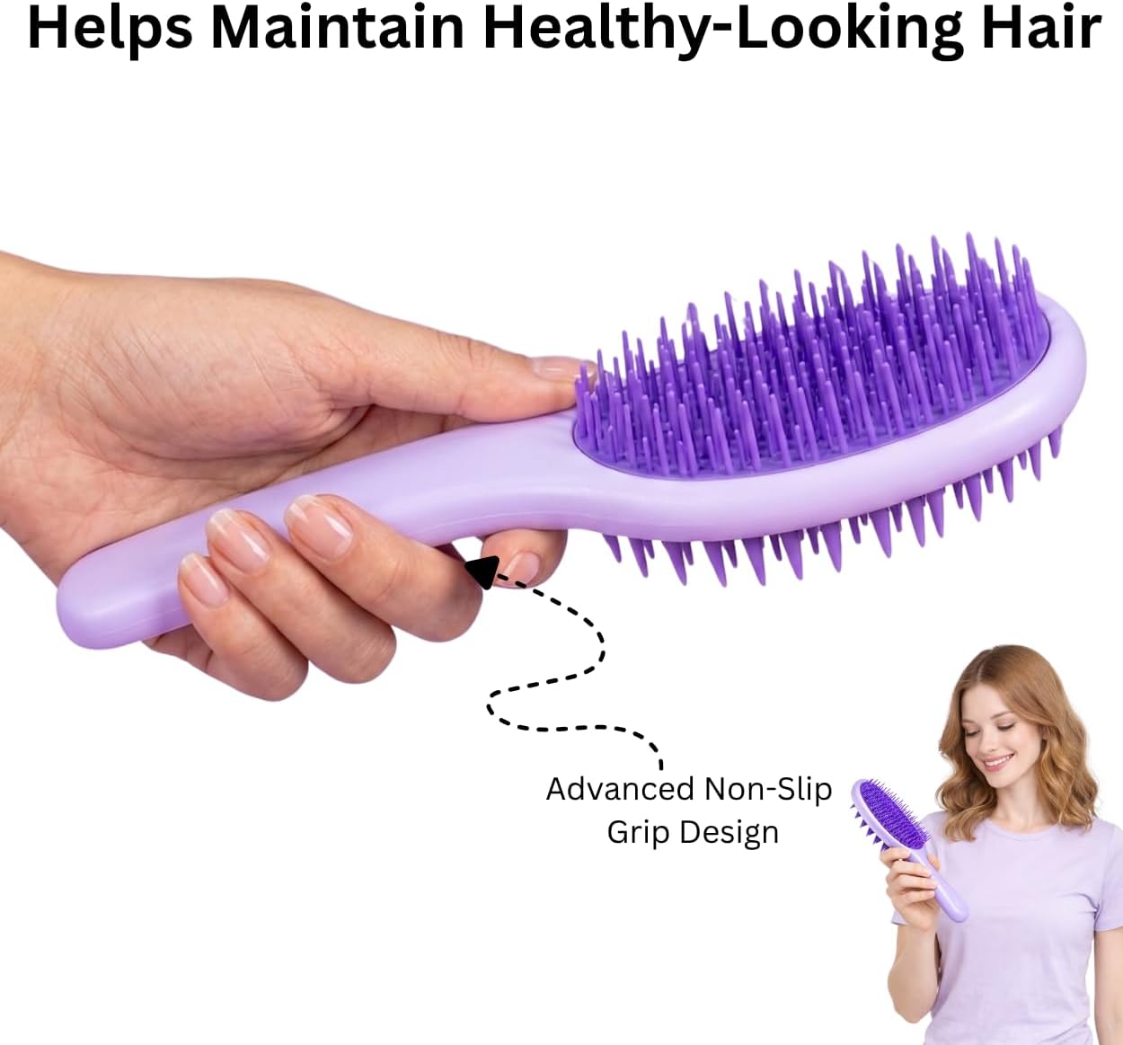 2-in-1 Silicone Scalp Massager Brush – Dual-Sided Shampoo Scrubber & Detangling Comb with Long Ergonomic Handle for Wet & Dry Hair Care
