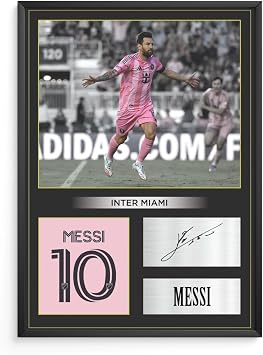 Lionel Messi Inter Miami Poster Pink Jersey Soccer Legend Wall Art Print Football Memorabilia Gift for Fans