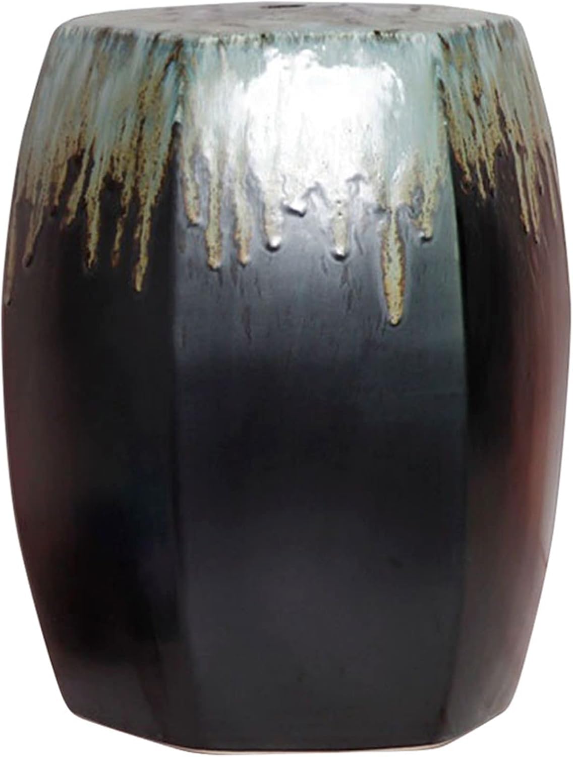 Decorative garden stools, Decorative Ceramic Garden Stool, Glazed Hexagonal Gradient Color Shoe Changing Stool, Suitable for Living Room, Balcony, Garden, Etc.(E), HBJJ-987811