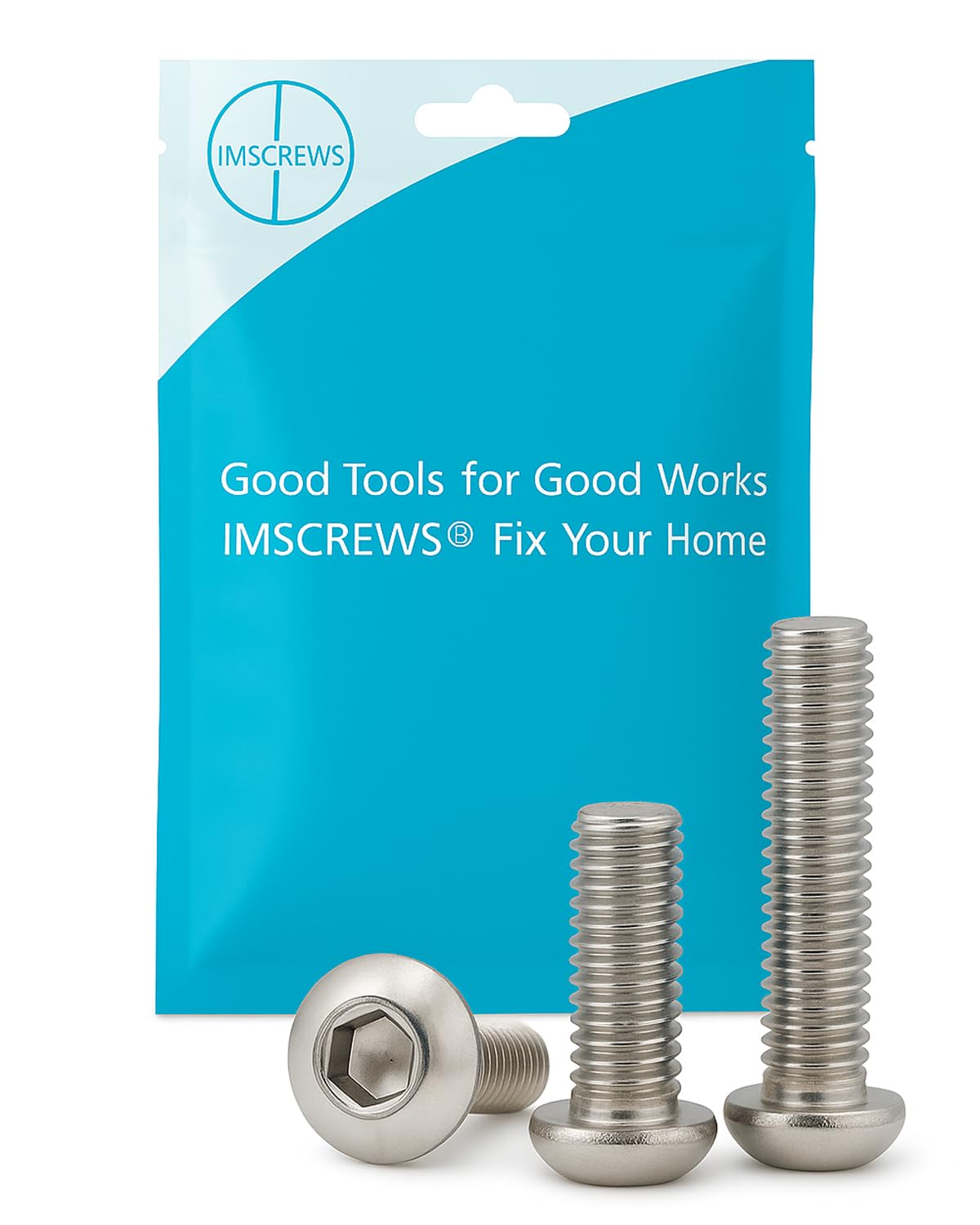 IMScrews 1/4"-20 x 2 Button Head Socket Cap Screws, 304 Stainless Steel, Hex Allen Drive, 25-Pack