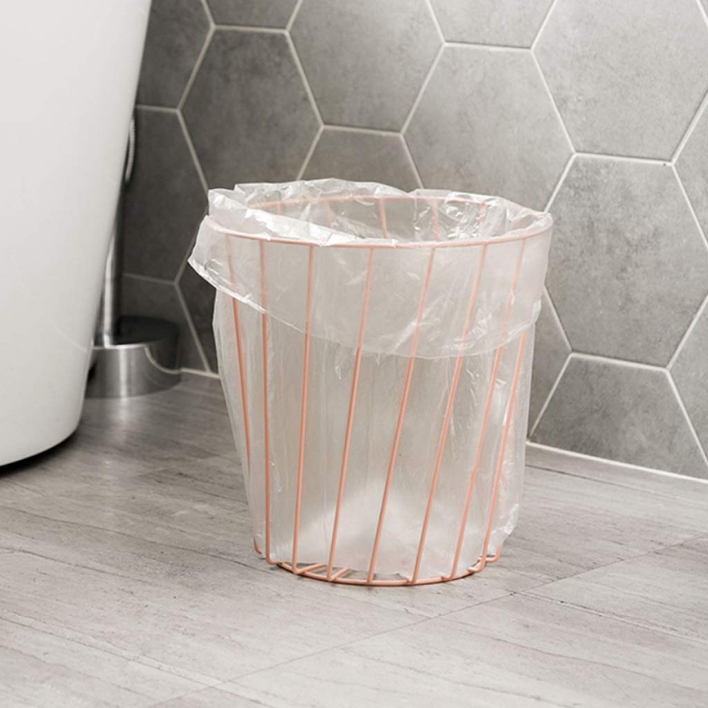 Trash Can 7L/1.8Gal Household Trash Can Wastebasket Plastic Recycling Bin Gray + Khaki 2 Pack Kitchen Bin for Indoor Waste Basket (Color : Gray+Khaki) (Black+Pink)
