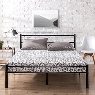 ZINUS 27.94 cm Black Metal Platform Bed Frame with Headboard and Footboard/Premium Steel Slat Support/Mattress Foundation, Double