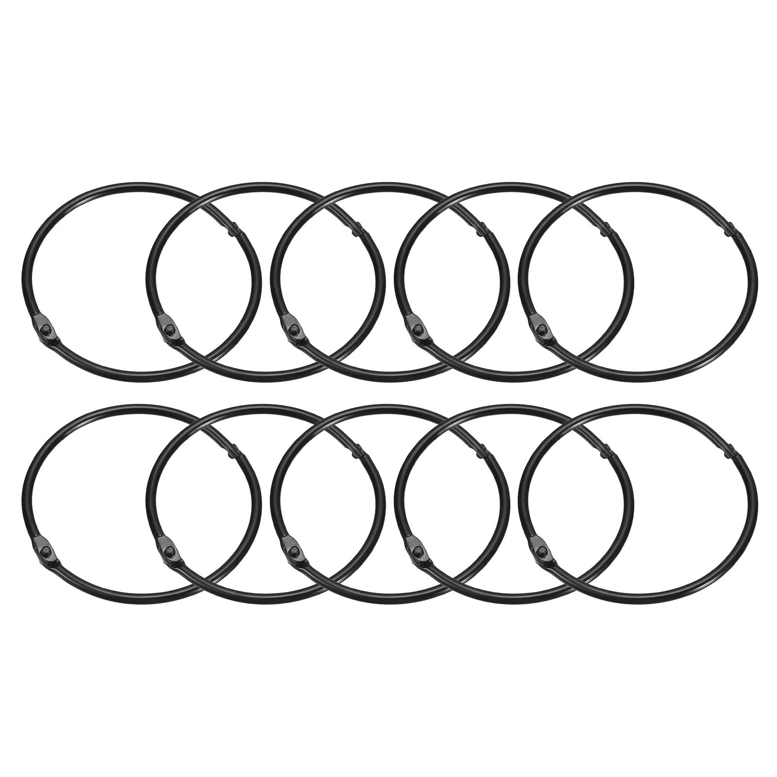 uxcell 24 anillos de cortina de ducha de 3 pulgadas, ganchos redondos de metal inoxidable con diseño de junta a presión para barra de ducha de baño, color negro