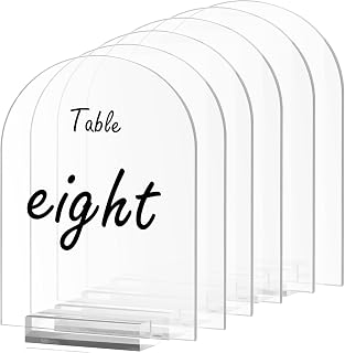 6 Pack 4x6 Clear Arch Acrylic Signs with Stands - Blank DIY Wedding Table Numbers, Menu & Bar Signs