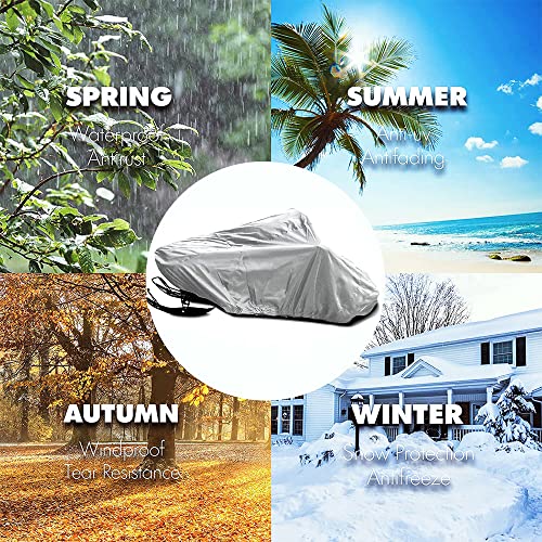 Skyour Snowmobile Cover Gray Waterproof Heavy Duty 145In Trailerable Snowmobile Snow Machine Sled Cover Uv Resistant Stoarge Snowmobiles Dust Covers For Arctic Cat/Polaris/Ski Doo/Yamaha Snowmobiling #TOP5
