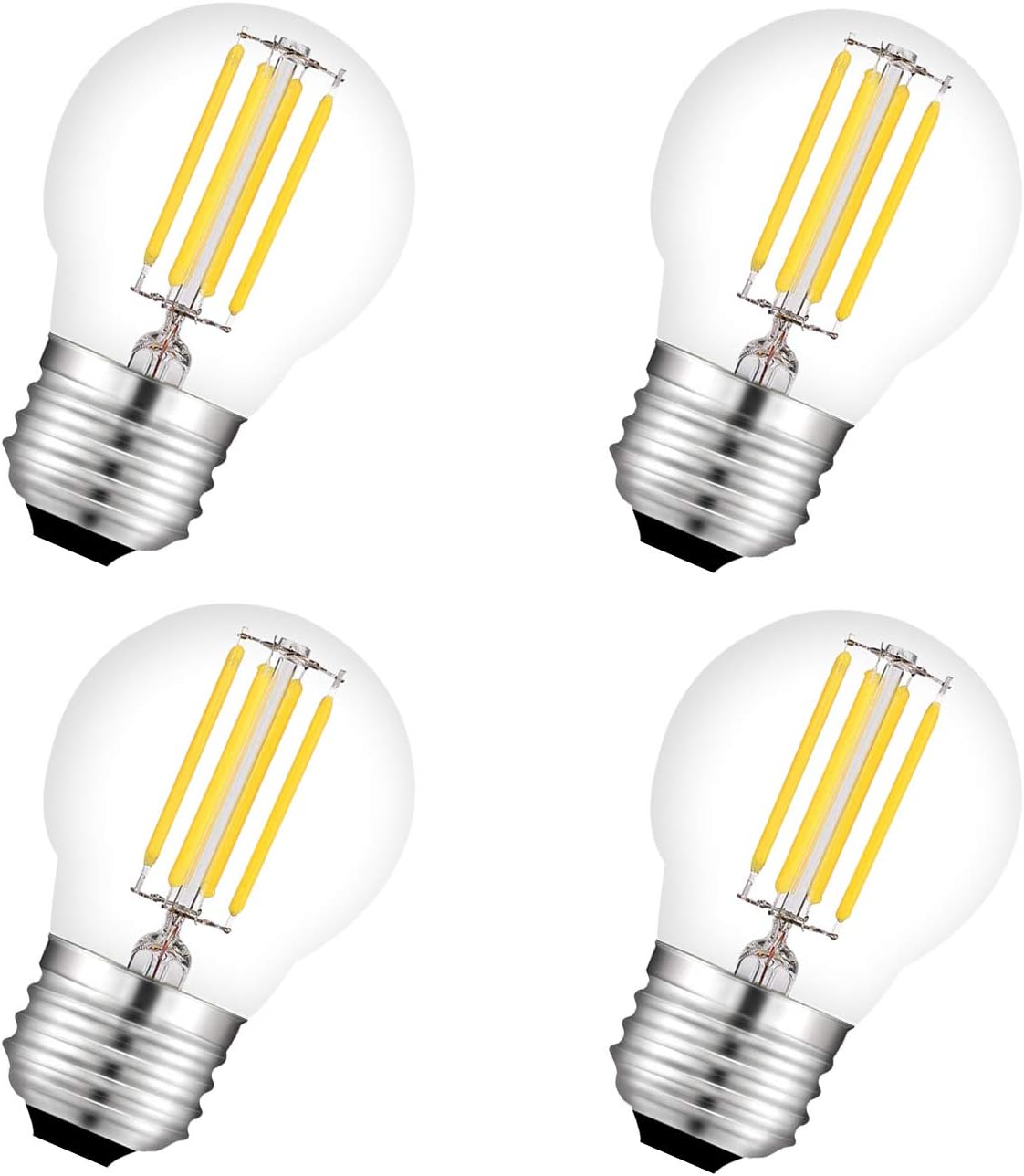G45 E27 LED Filament Bulb 4W 450Lm 40W Equivalent Vintage Glass Mini Globe Bulbs Screw in Light Bulbs Non Dimmable Daylight 6000K 4 Pack