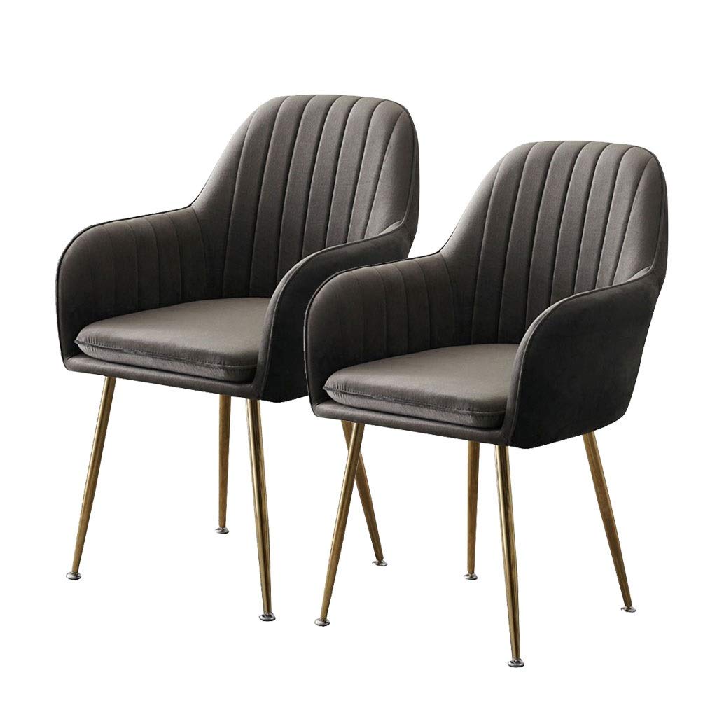 SJIALEN Kitchen Dining Chairs,Counter Lounge for Dining and Living Room Chairs Plating Leg Velvet Reception Chair Kitchen Chair (Color : Dark Gray)