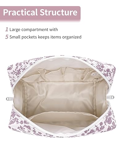 Miniatura 281 de Narwey Cute Cheetah Makeup Bag Travel Cosmetic Bag Organizer Toiletry Bag Make Up Bags with Compartments for Women Girls (Large, Black Leopard)